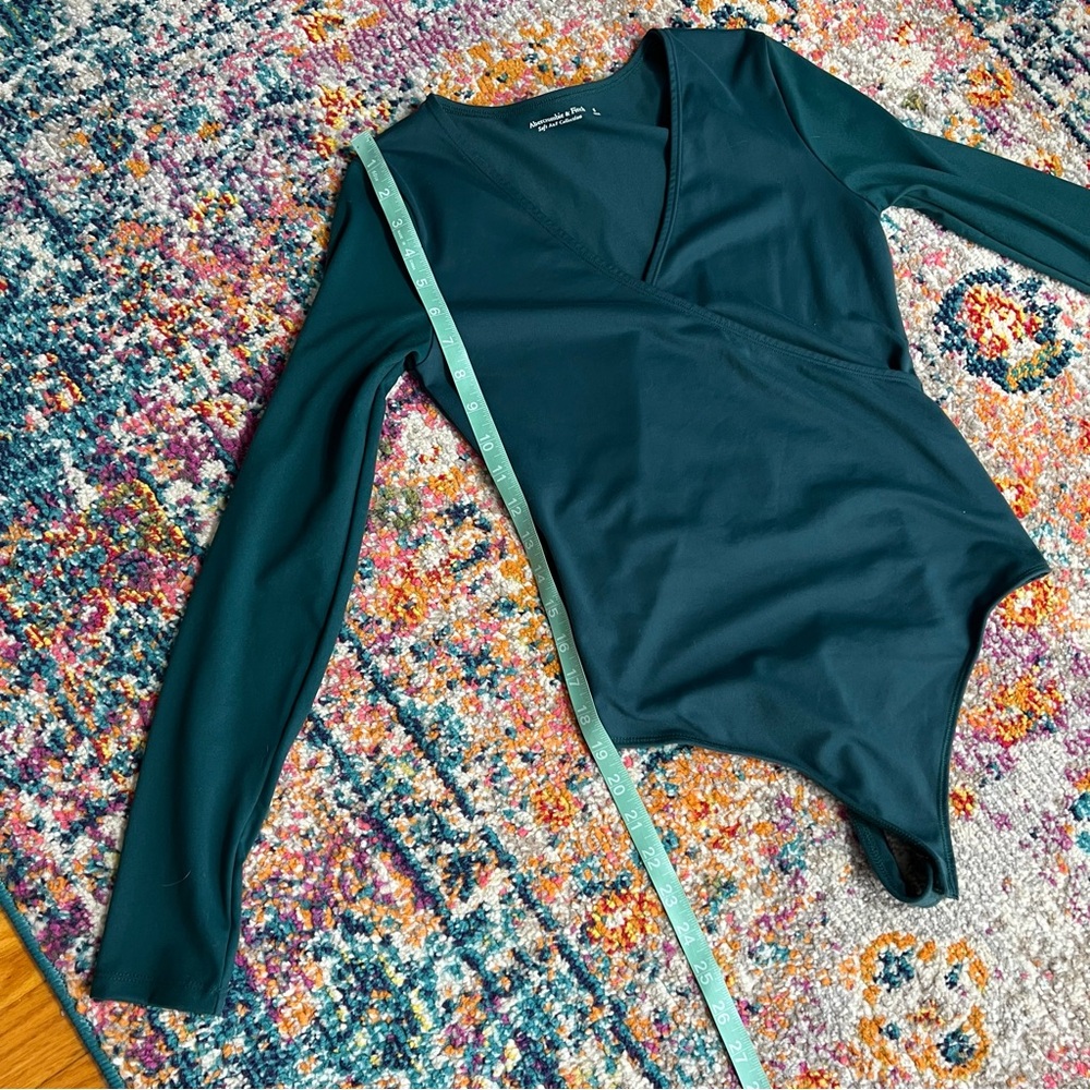 A & F Forest Green Wrap Bodysuit Long Sleeve Top‎ - Picture 9 of 11